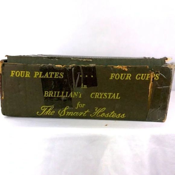 Colony Crystal Gaiety Hostess Crystal Snack Set w/Box Vtg S9479 - Picture 4 of 11